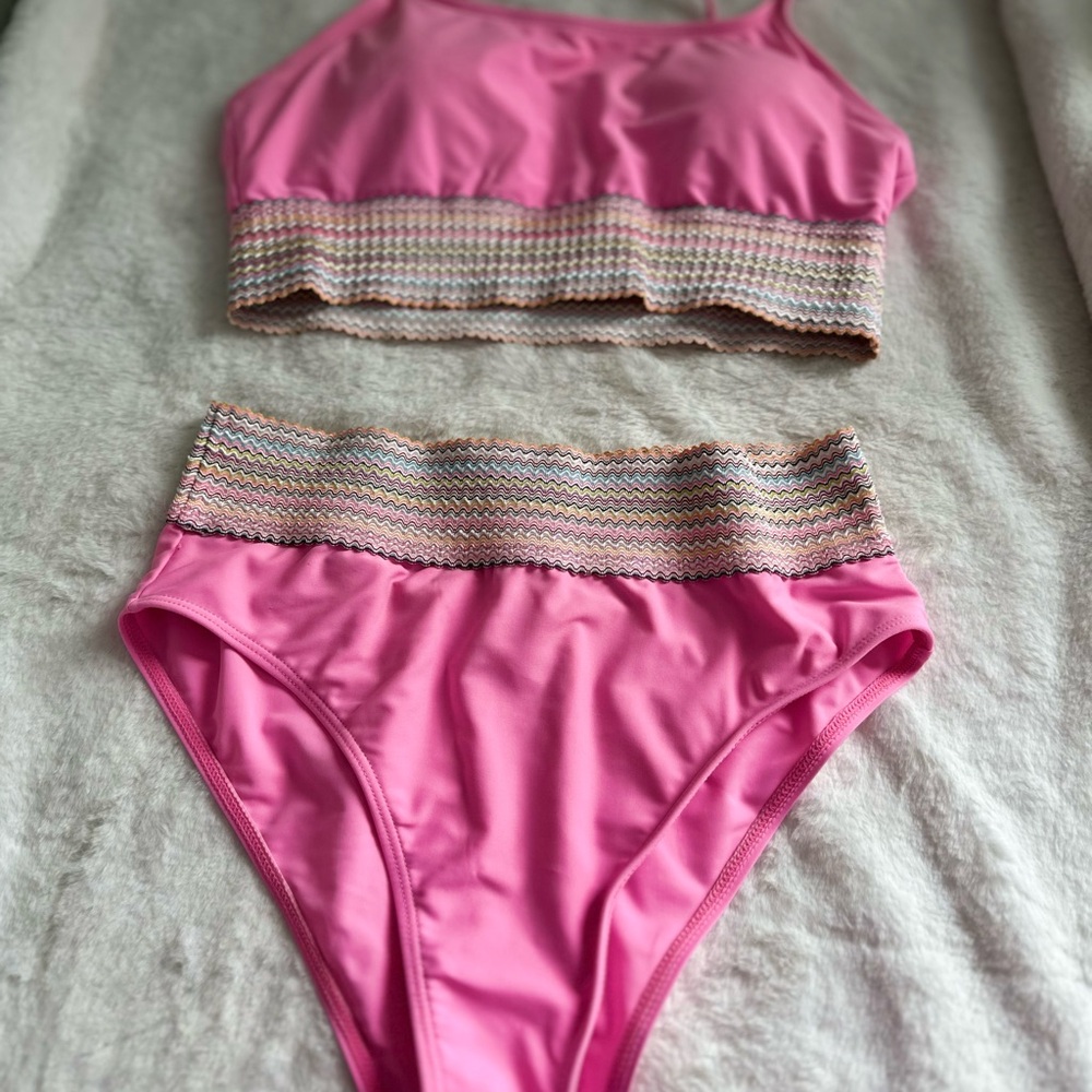 Pink and Multicolor Bikini Set - Picture 3 of 8